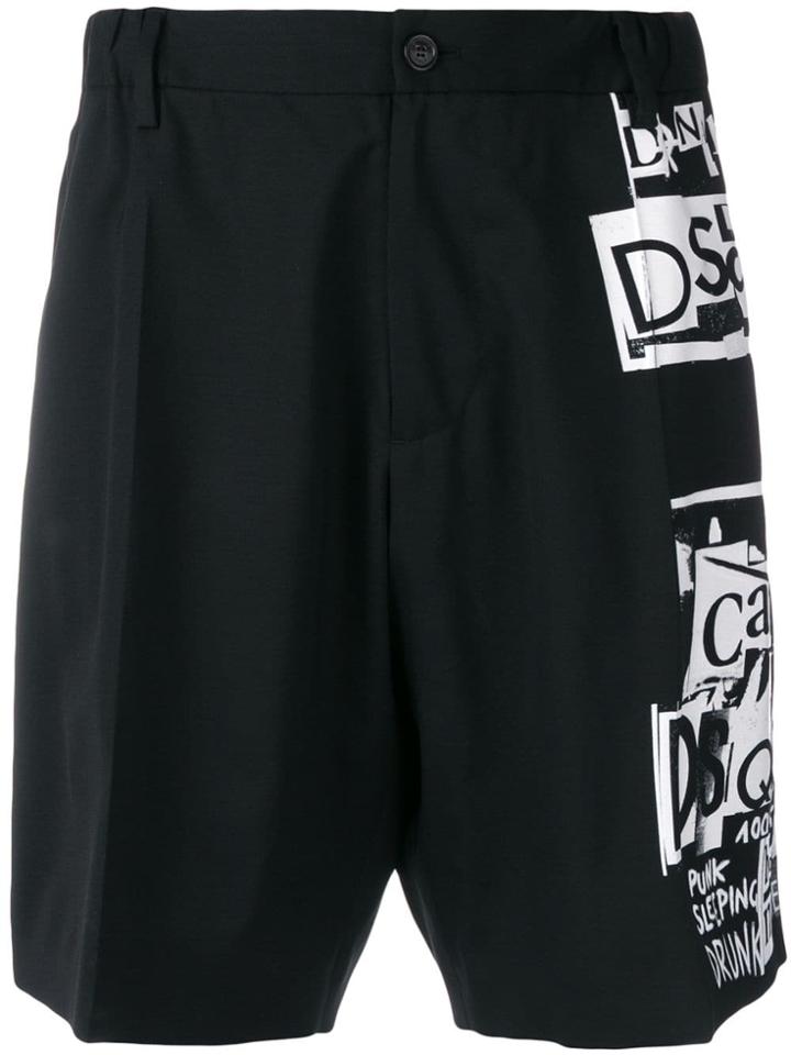 Dsquared2 Collage Print Shorts - Black