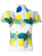 Issey Miyake Cauliflower Feather-print Knitted Top, Women's, Polyester