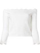 Alexander Mcqueen Floral Embossed Off-the-shoulder Blouse - White