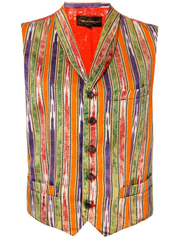 Comme Des Garçons Pre-owned Bleached Back Striped Waistcoat - Yellow