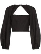 Mara Hoffman Moon Square Neck Cropped Hemp Top - Black