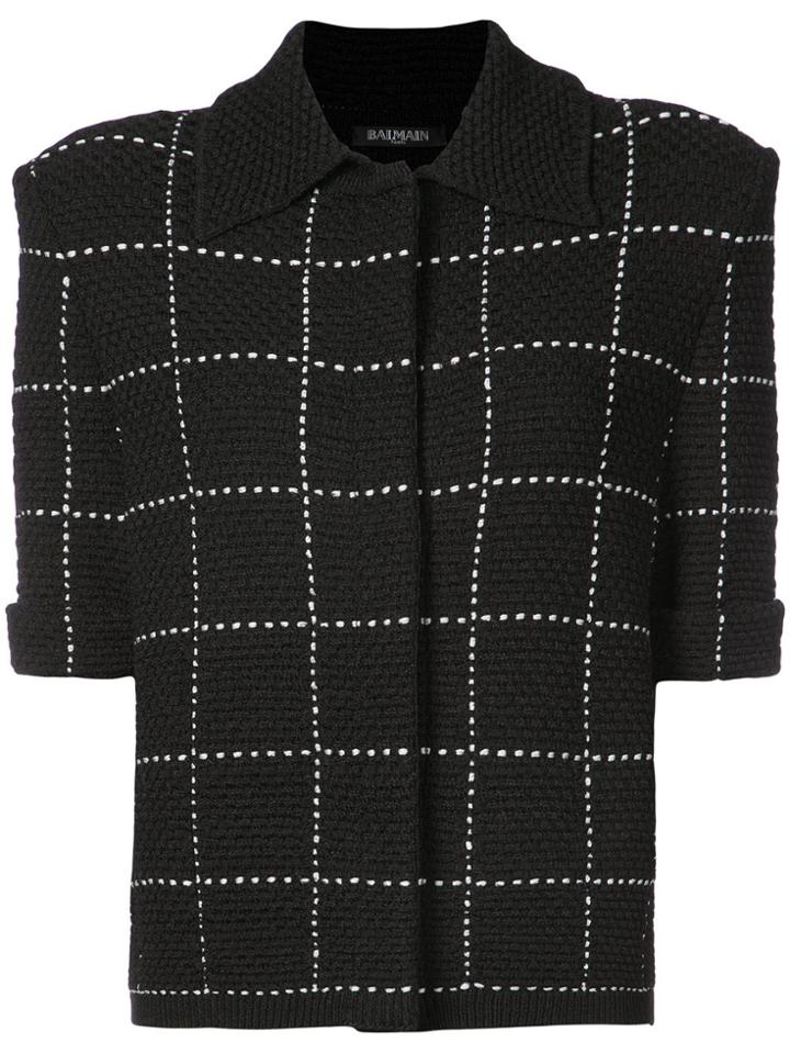 Balmain Short-sleeved Tweed Jacket - Black