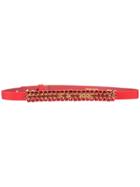 Oscar De La Renta Rhinestone Embellished Skinny Waist Belt - Red
