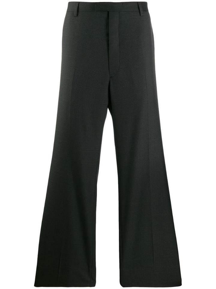 Prada Checked Wide-leg Trousers - Black