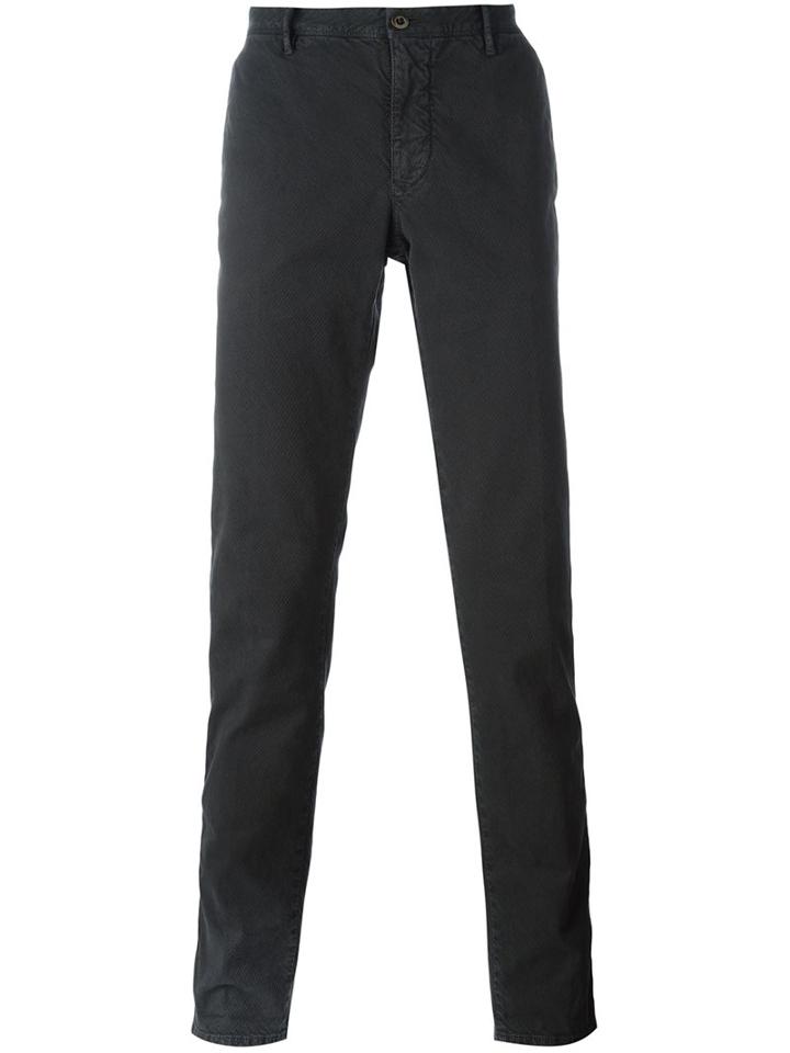 Incotex Pinstriped Straight Leg Trousers, Men's, Size: 33, Grey, Cotton/spandex/elastane