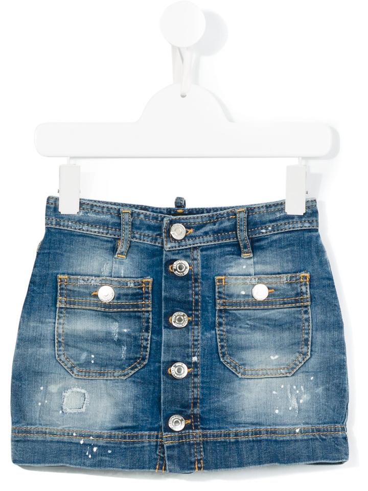 Dsquared2 Kids - Stonewash Denim Skirt - Kids - Cotton/spandex/elastane - 8 Yrs, Blue