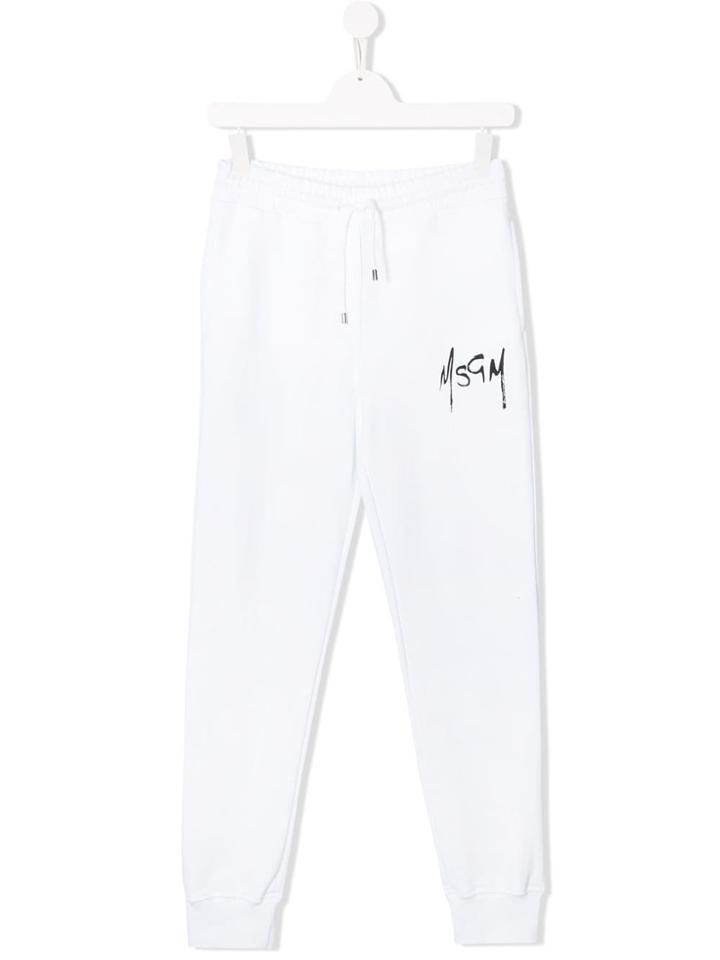 Msgm Kids Drawstring Track Trousers - White
