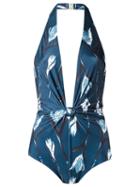Giuliana Romanno Printed Swimsuit, Women's, Size: G, Blue, Polyamide/spandex/elastane