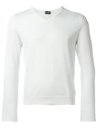Drumohr V-neck Jumper, Men's, Size: 46, White, Cotton