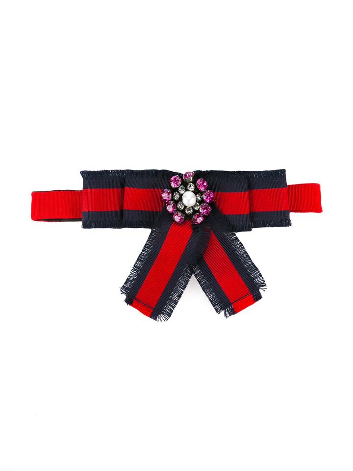 Gucci Kids Striped Belt, Girl's, Red