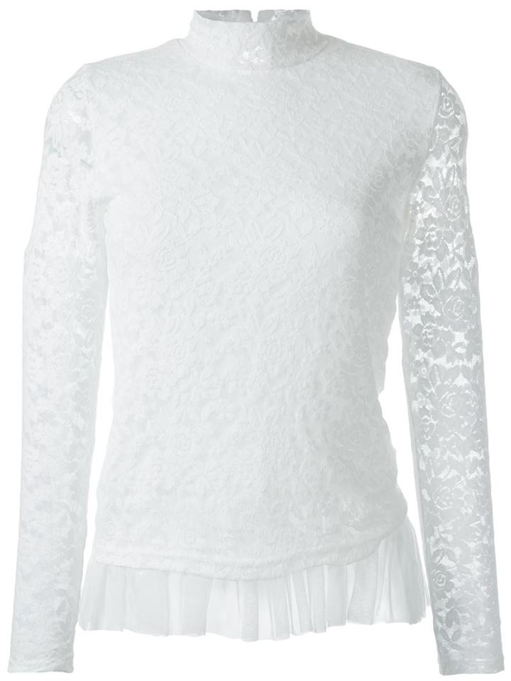 Guild Prime Lace Overlay Tulle Hem High Neck Blouse