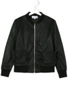 Simonetta - Leather Style Frill Pocket Jacket - Kids - Polyester/polyurethane/spandex/elastane/viscose - 16 Yrs, Black