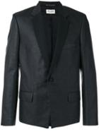 Saint Laurent Metallic Notched Lapel Blazer, Men's, Size: 50, Black, Silk/metal/polyamide/silk