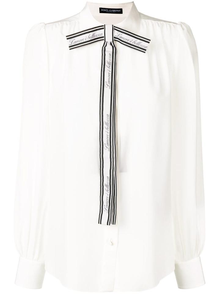 Dolce & Gabbana Front Bow Blouse - White