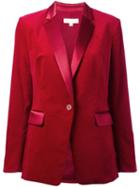 Michael Kors Velvet Tuxedo Blazer, Women's, Size: 4, Red, Cotton/spandex/elastane/polyester