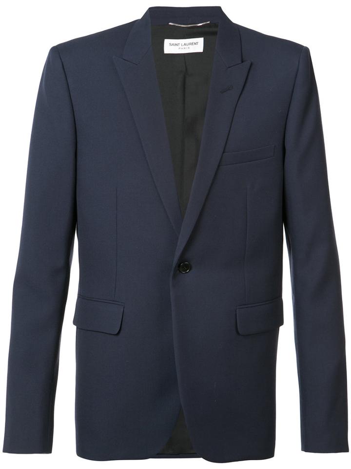 Saint Laurent - Single Button Blazer - Men - Wool - 50, Blue, Wool