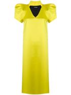 Styland Puff Sleeve Dress - Yellow & Orange