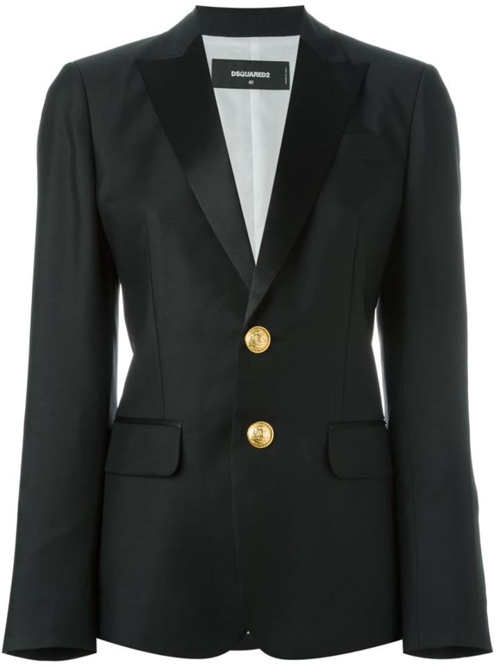 Dsquared2 Classic Blazer, Women's, Size: 40, Black, Silk/cotton/polyester/virgin Wool