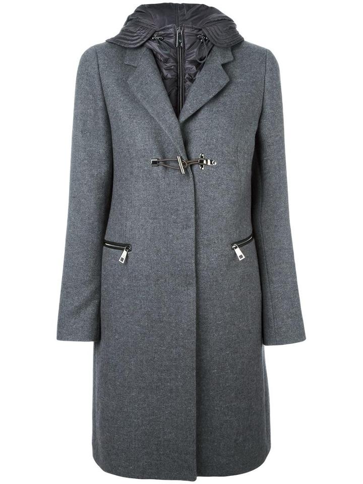 Fay Hooded Coat, Women's, Size: Large, Grey, Acrylic/polyamide/virgin Wool