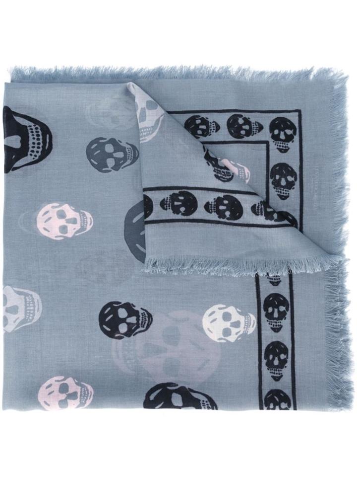 Alexander Mcqueen 'skull' Scarf, Women's, Grey, Silk/modal