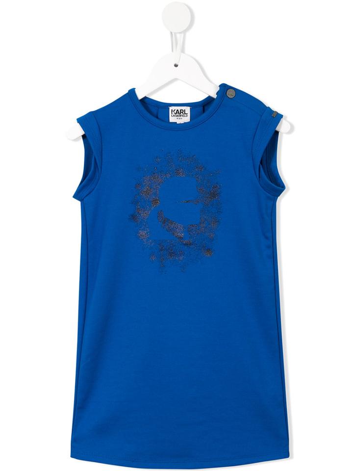 Karl Lagerfeld Kids Printed T-shirt Dress, Girl's, Size: 12 Yrs, Blue
