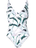 Tory Burch Floral Print Swimsuit - White