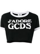 Gcds Logo Cropped T-shirt, Women's, Size: Xs, Black, Cotton