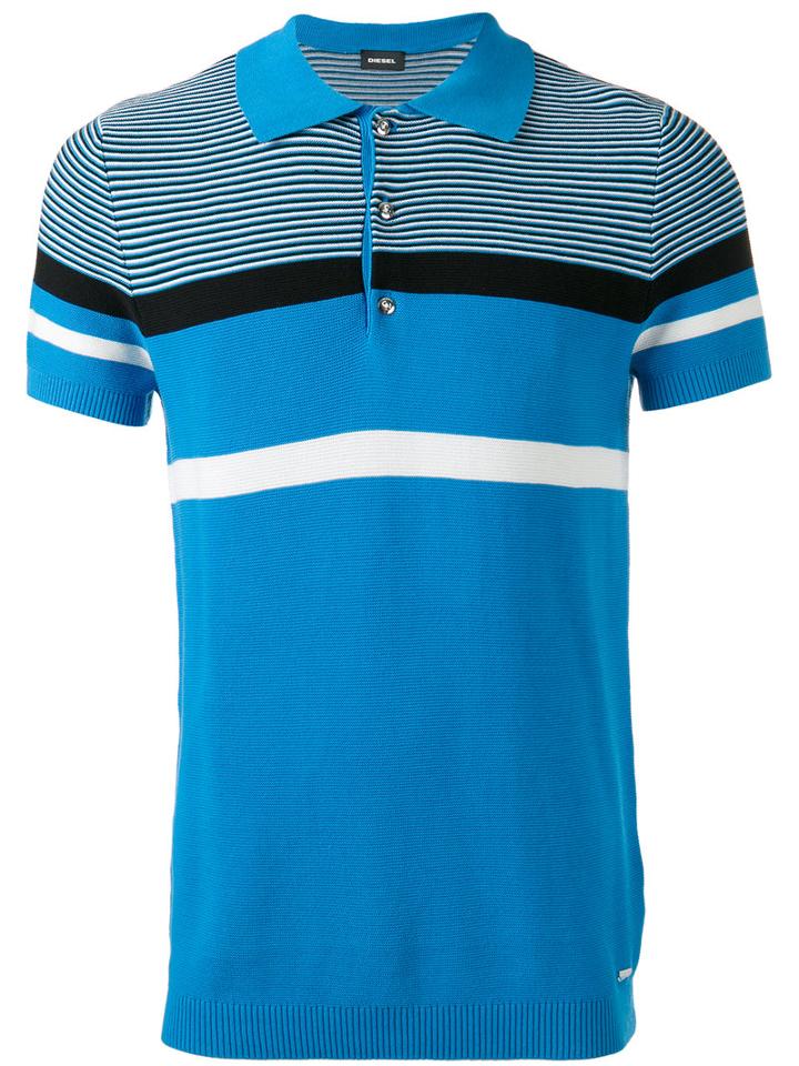 Diesel Striped Polo Shirt, Men's, Size: Small, Blue, Cotton