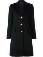 Versace Single Breasted Coat, Women's, Size: 44, Black, Spandex/elastane/rayon/cashmere