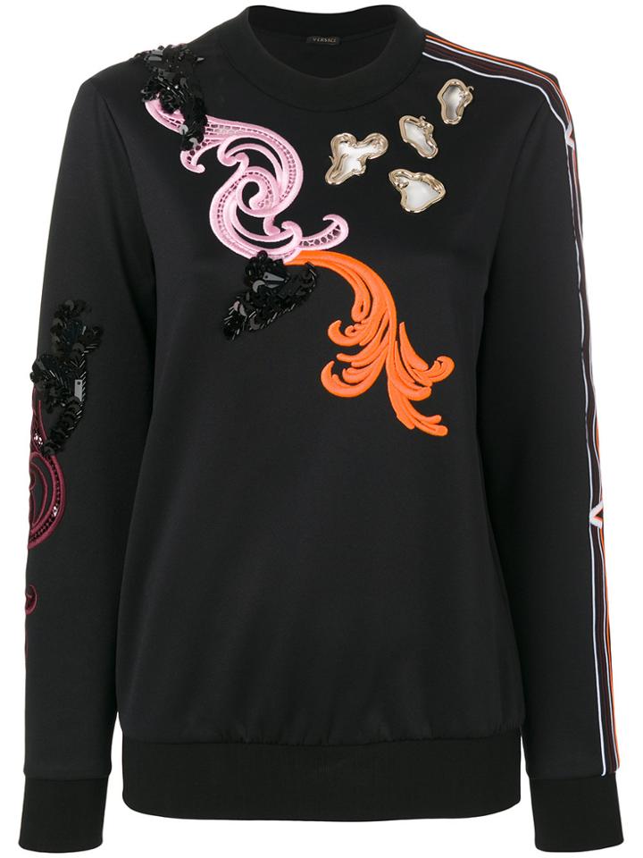 Versace Baroque Embroidered Sweatshirt - Black