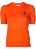 Prada Intarsia Logo Knitted Top - Orange