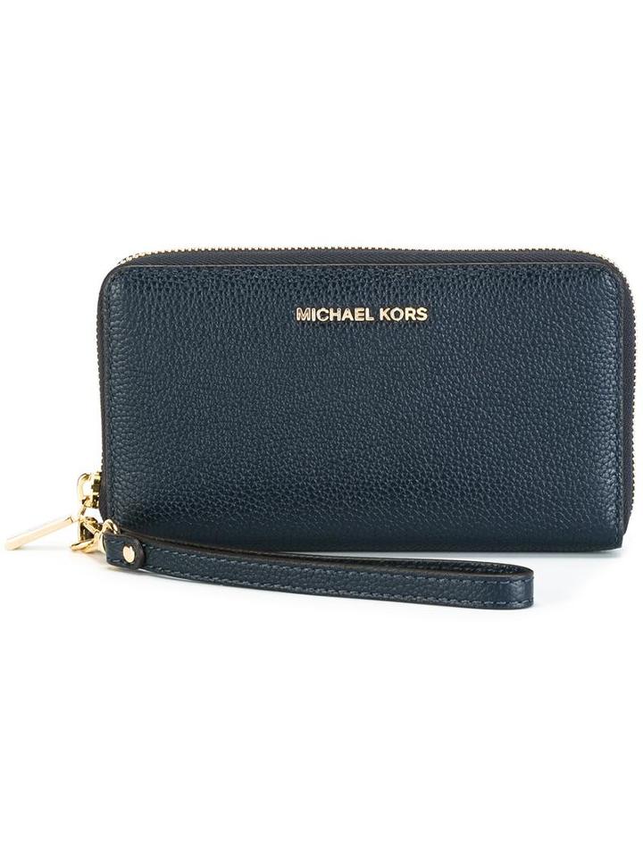 Michael Michael Kors 'jet Set Travel' Wristlet, Women's, Blue, Leather