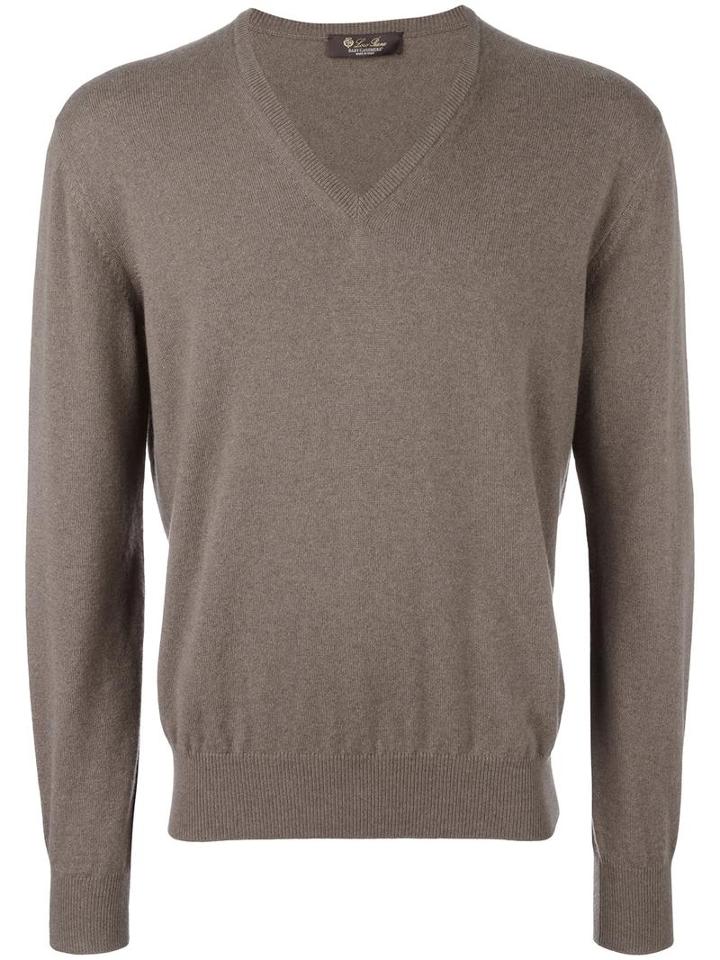 Loro Piana V-neck Jumper, Men's, Size: 56, Brown, Cashmere