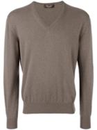 Loro Piana V-neck Jumper, Men's, Size: 56, Brown, Cashmere