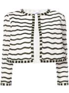 Oscar De La Renta Beaded Stripe Cropped Jacket - White