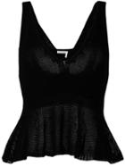 See By Chloé - Peplum Knit Blouse - Women - Cotton - S, Black, Cotton