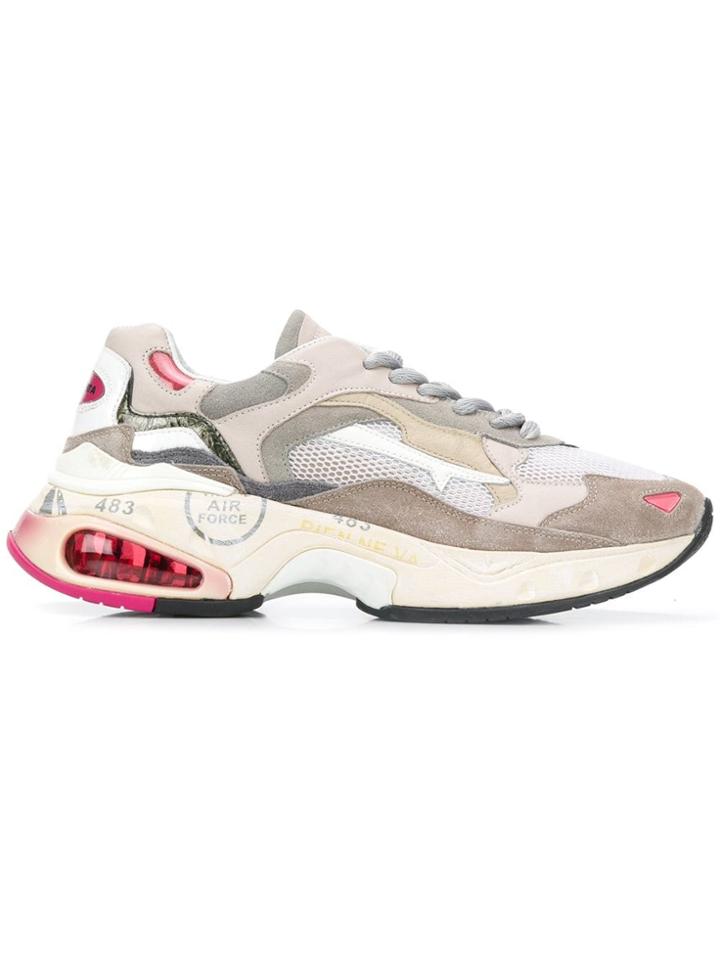 White Premiata Chunky Low Top Trainers - Grey