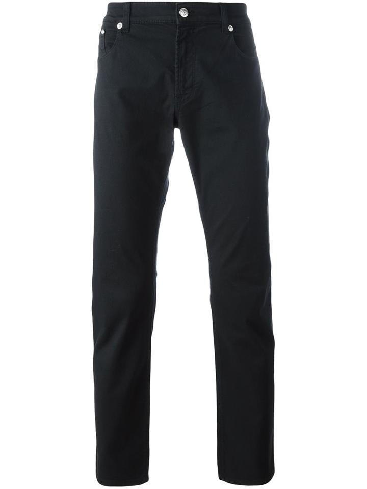 Versus Studded Detail Slim Fit Jeans, Men's, Size: 32, Black, Cotton/spandex/elastane