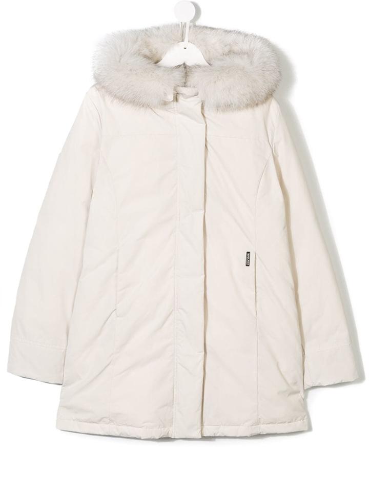 Woolrich Kids Hooded Coat - White