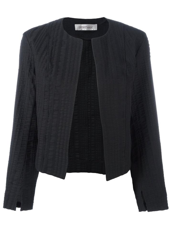 Sportmax Textured Cropped Jacket, Women's, Size: 42, Black, Cotton/ramie/spandex/elastane