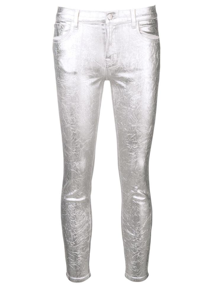 J Brand Metallic Skinny-fit Trousers - Silver