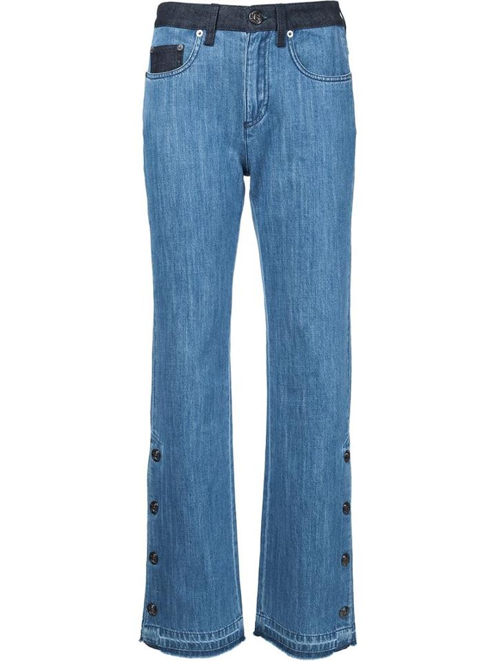 Sonia Rykiel Side Button Bootcut Jeans, Women's, Size: 38, Blue, Cotton