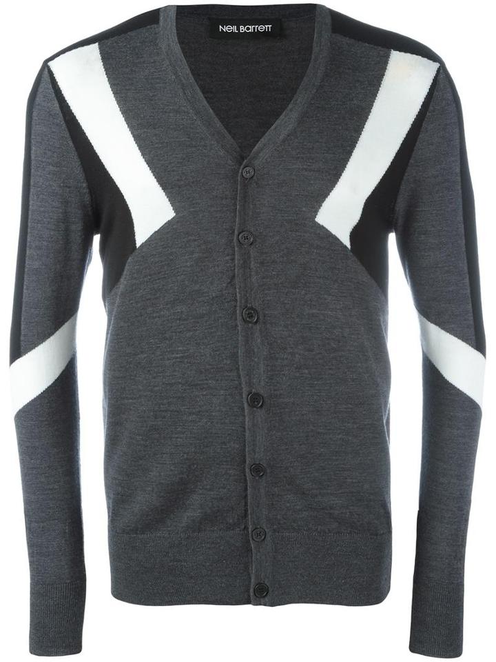 Neil Barrett V-neck Cardigan, Men's, Size: Small, Grey, Wool