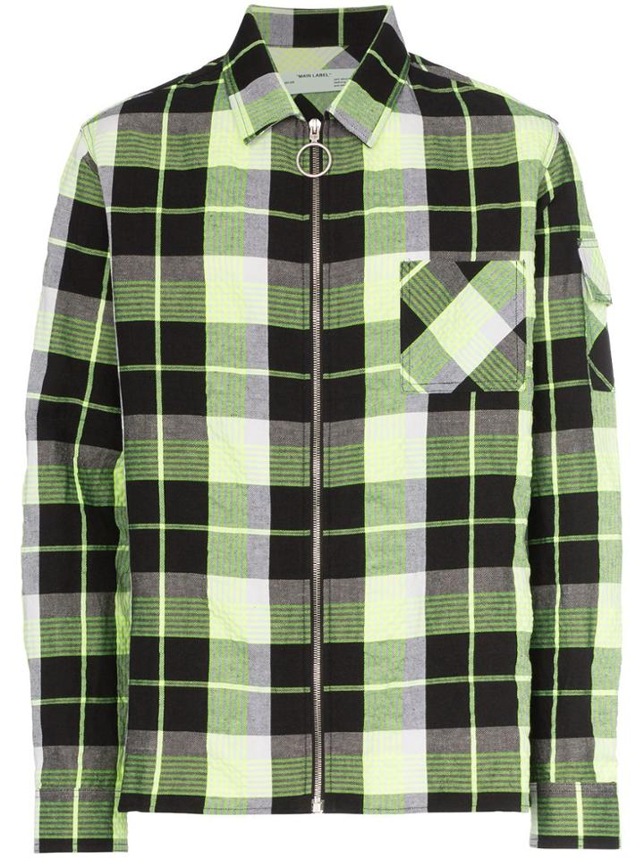 Off-white Checked Zip Front Shirt - Multicolour
