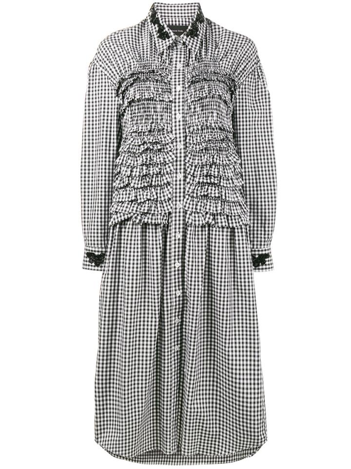 Simone Rocha Gingham Ruffle Shirt Dress - Black