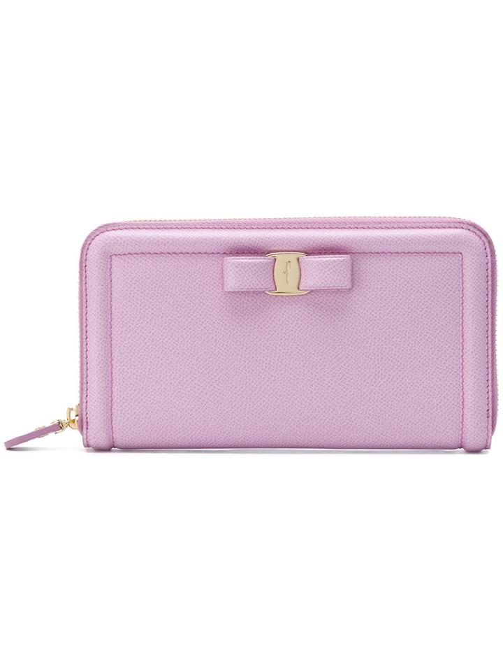 Salvatore Ferragamo Vara Zip Wallet - Pink & Purple