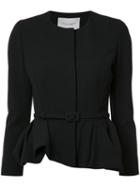 Carolina Herrera Peplum Jacket, Size: 12, Black, Virgin Wool/cotton