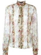 Alexander Mcqueen Floral Ruffled Blouse, Women's, Size: 48, Silk