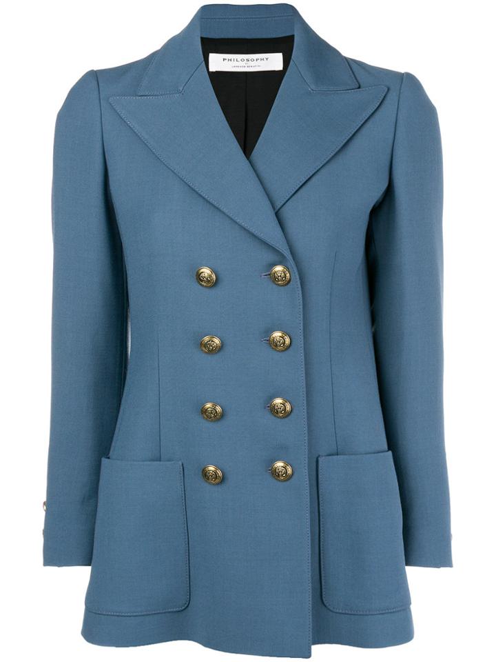 Philosophy Di Lorenzo Serafini Double Breasted Flared Blazer - Blue