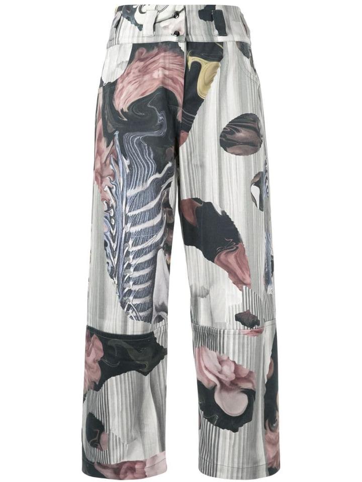 Roberts Wood Collage Print Trousers - Green
